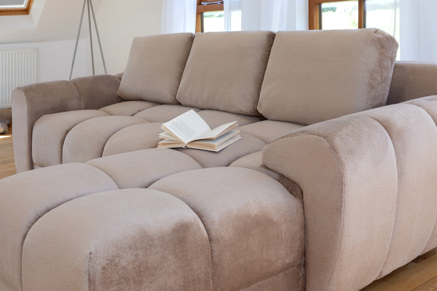 Monaco Velvet Corner Sofa Bed With Storage
