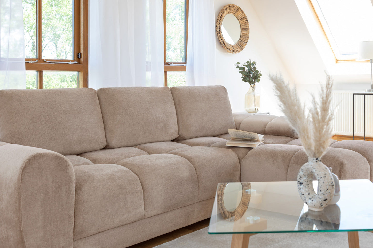 Monaco Velvet Corner Sofa Bed With Storage