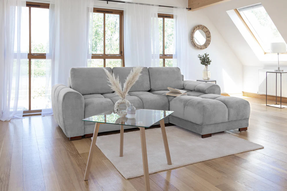 Monaco Velvet Corner Sofa Bed With Storage
