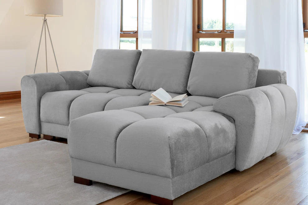 Monaco Velvet Corner Sofa Bed With Storage