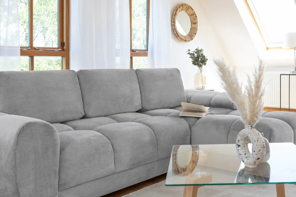 Monaco Velvet Corner Sofa Bed With Storage