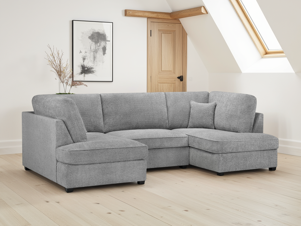 Carnaby Bouclé U Shape Corner Sofa with Footstool