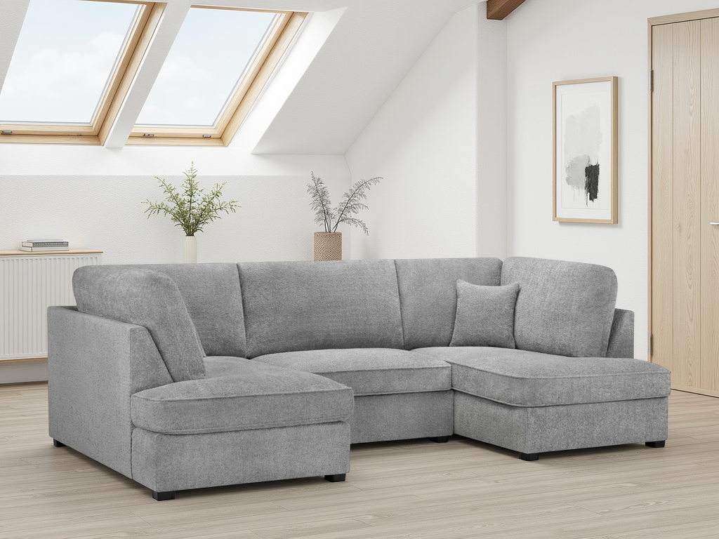 Carnaby Bouclé U Shape Corner Sofa with Footstool