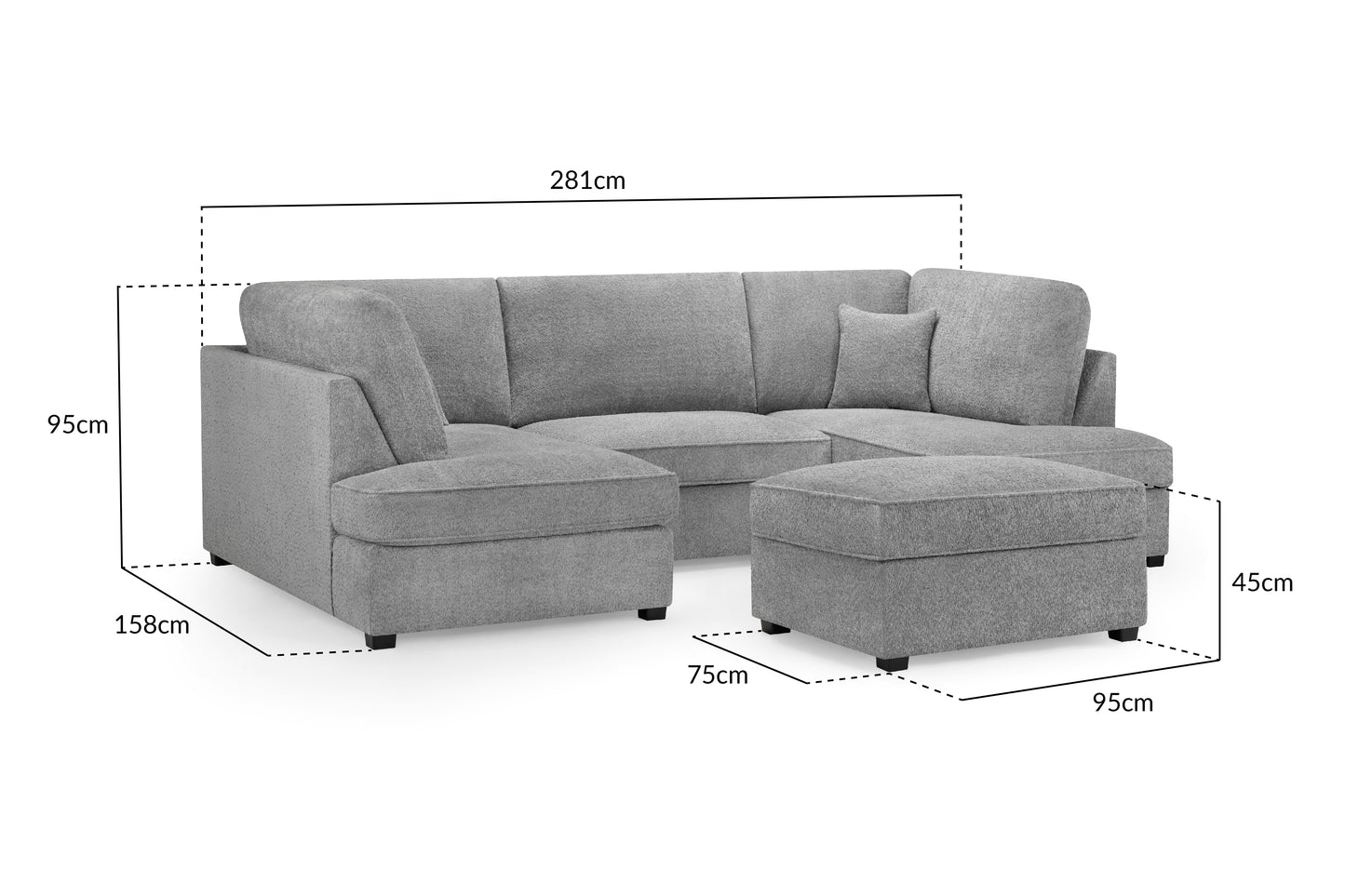 Carnaby Bouclé U Shape Corner Sofa with Footstool