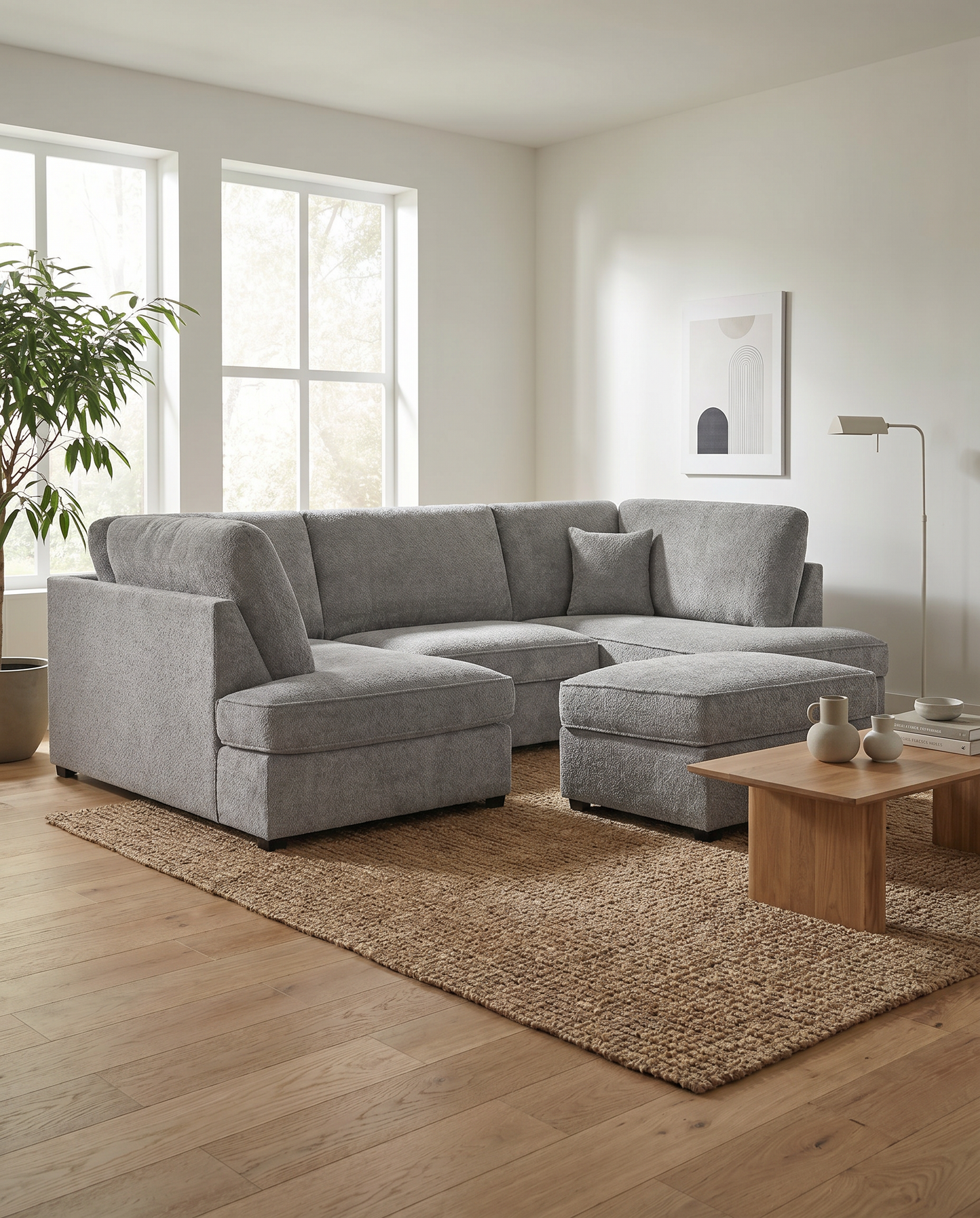Carnaby Bouclé U Shape Corner Sofa with Footstool