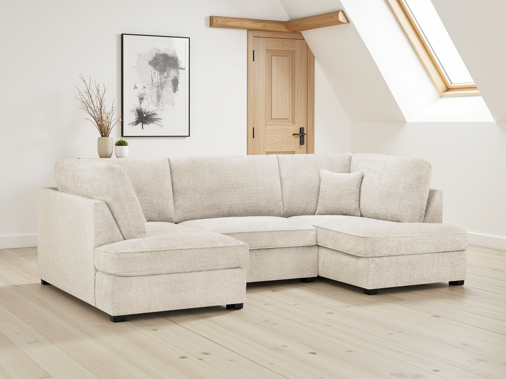 Carnaby Bouclé U Shape Corner Sofa with Footstool