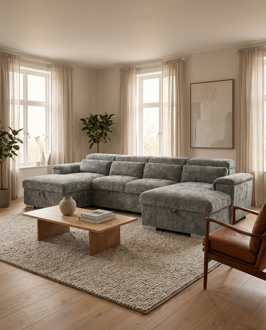 Valentina Grey U Shape Corner Sofa Bed