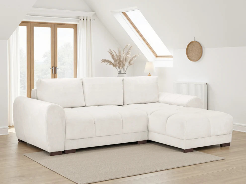 Monaco Velvet Corner Sofa Bed With Storage